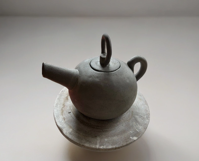 Handbuilt teapot before firing